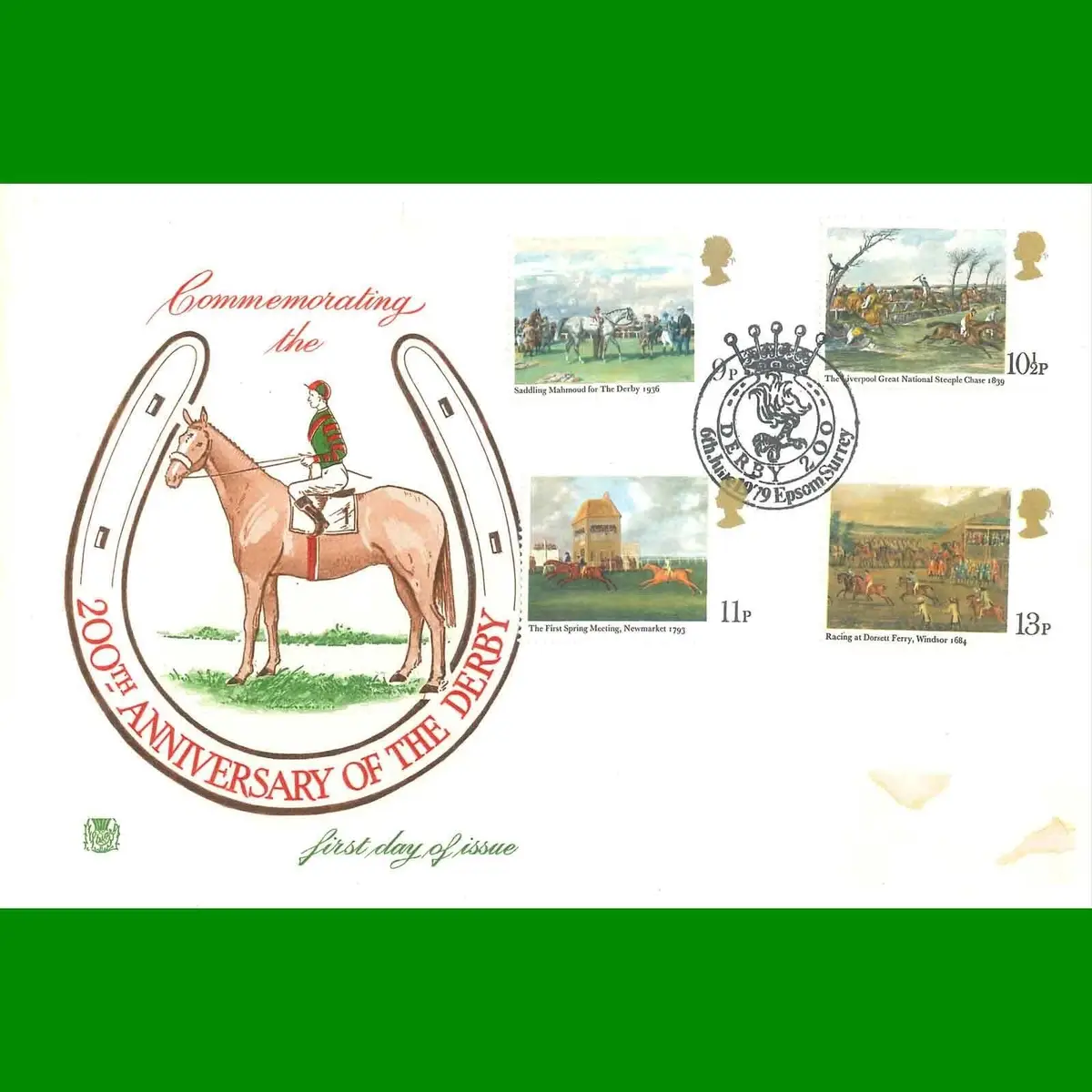 FDC Horseracing Derby 200th Anniversary Commemorative First Day Cover, 6.6.1979