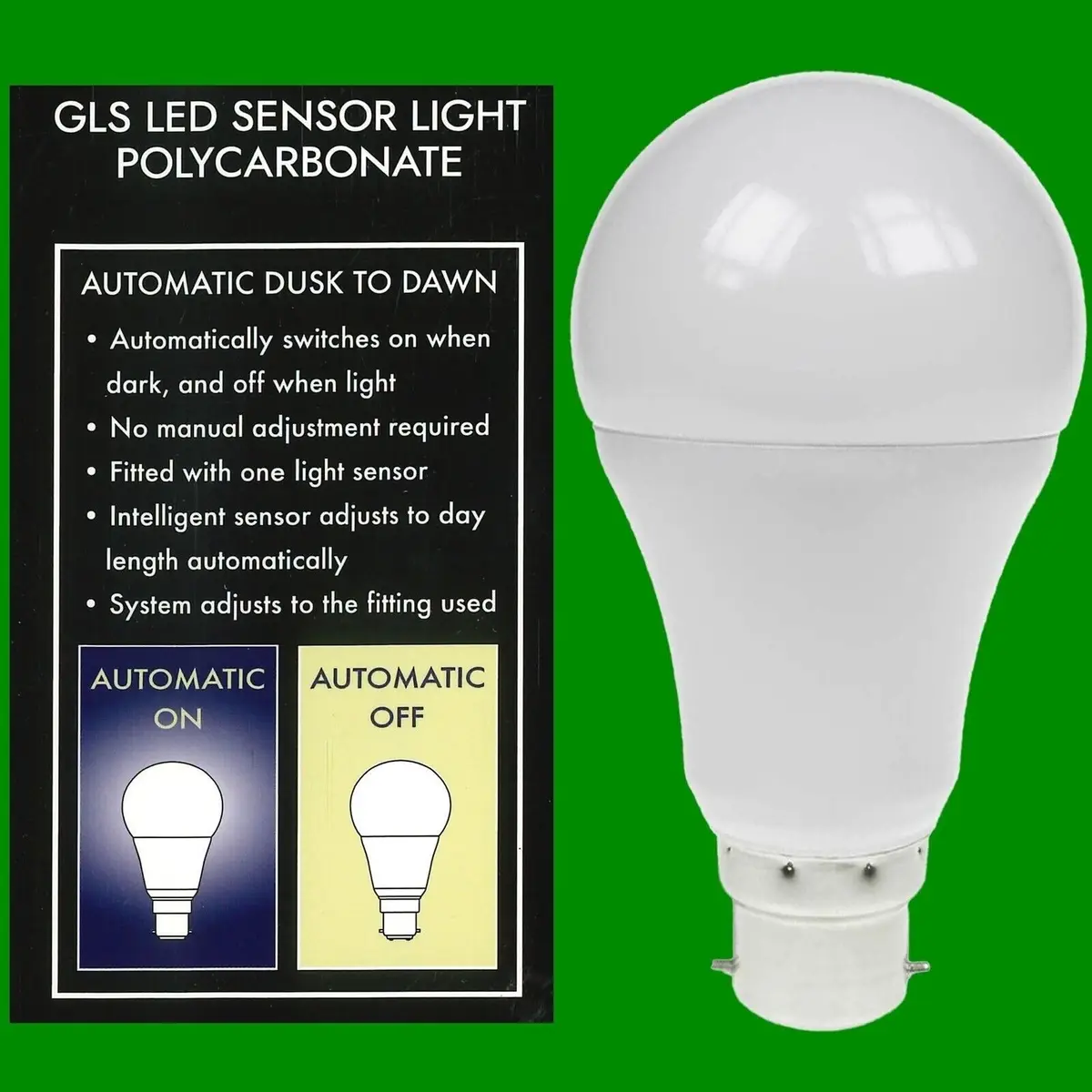 12x 6W LED GLS Dusk Till Dawn Sensor BC B22 Security Night Light Bulb 4000K Lamp - image 2 | Free standard UK delivery included | Discount Quality Products