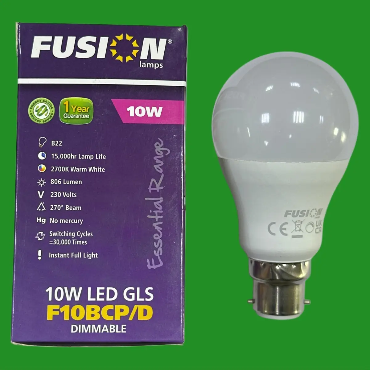 3x 10W (=60W) Fusion Dimmable LED GLS A60 Light Bulbs BC B22 2700K Bayonet Lamps - image 2 | Free standard UK delivery included | Discount Quality Products