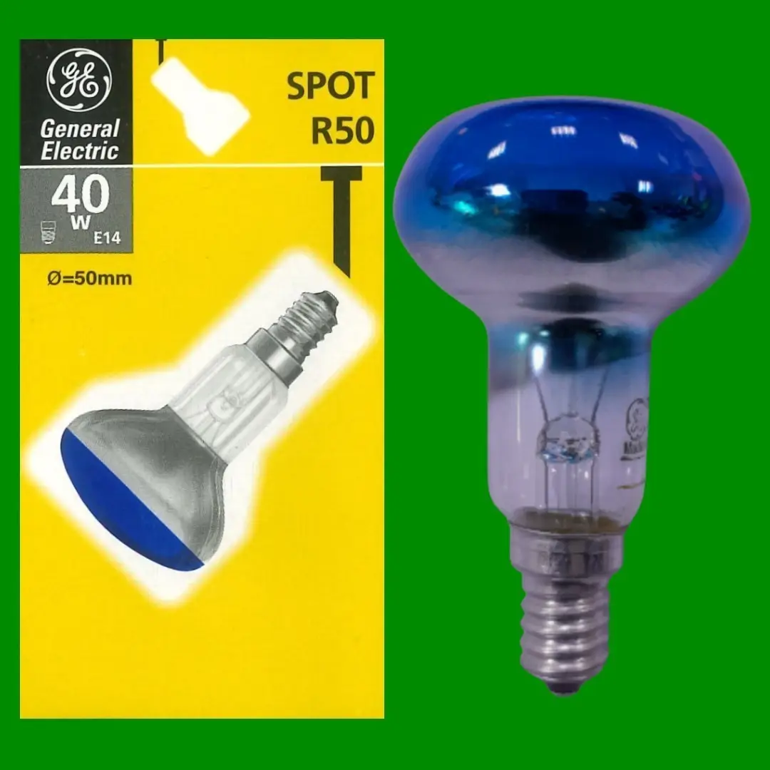 8x 40W Blue Coloured R50 Incandescent Reflector Spotlight SES E14 Light Bulb