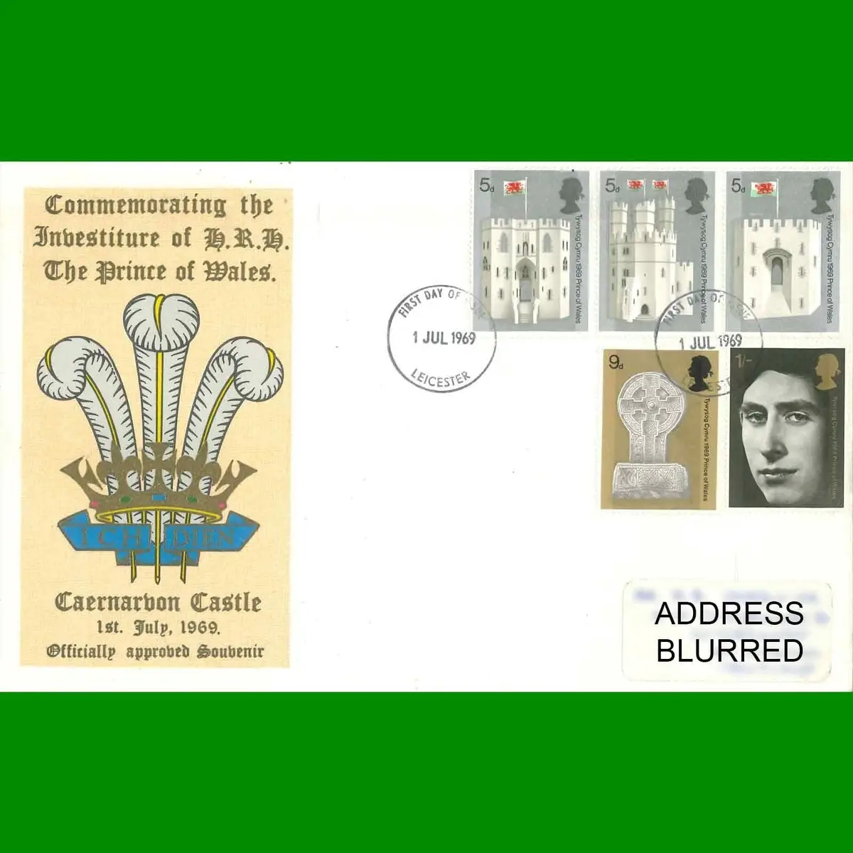 FDC Charles, Prince of Wales Investiture, Caernarvon, First Day Cover, 1.7.1969