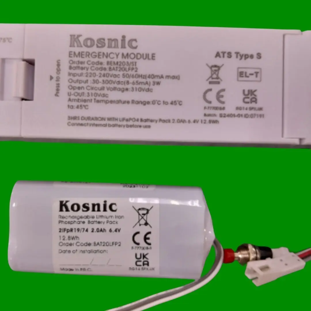 3W Kosnic Batten UEM Emergency Module with Battery for LED luminaires BEM203/ST - image 2 | Free standard UK delivery included | Discount Quality Products