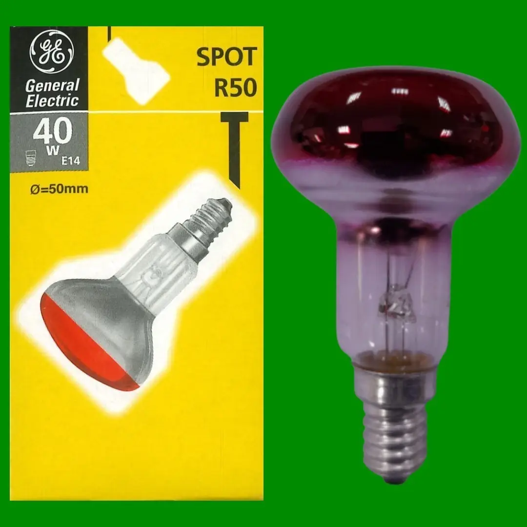 8x 40W Red Coloured R50 Incandescent Reflector Spotlight SES E14 Light Bulb