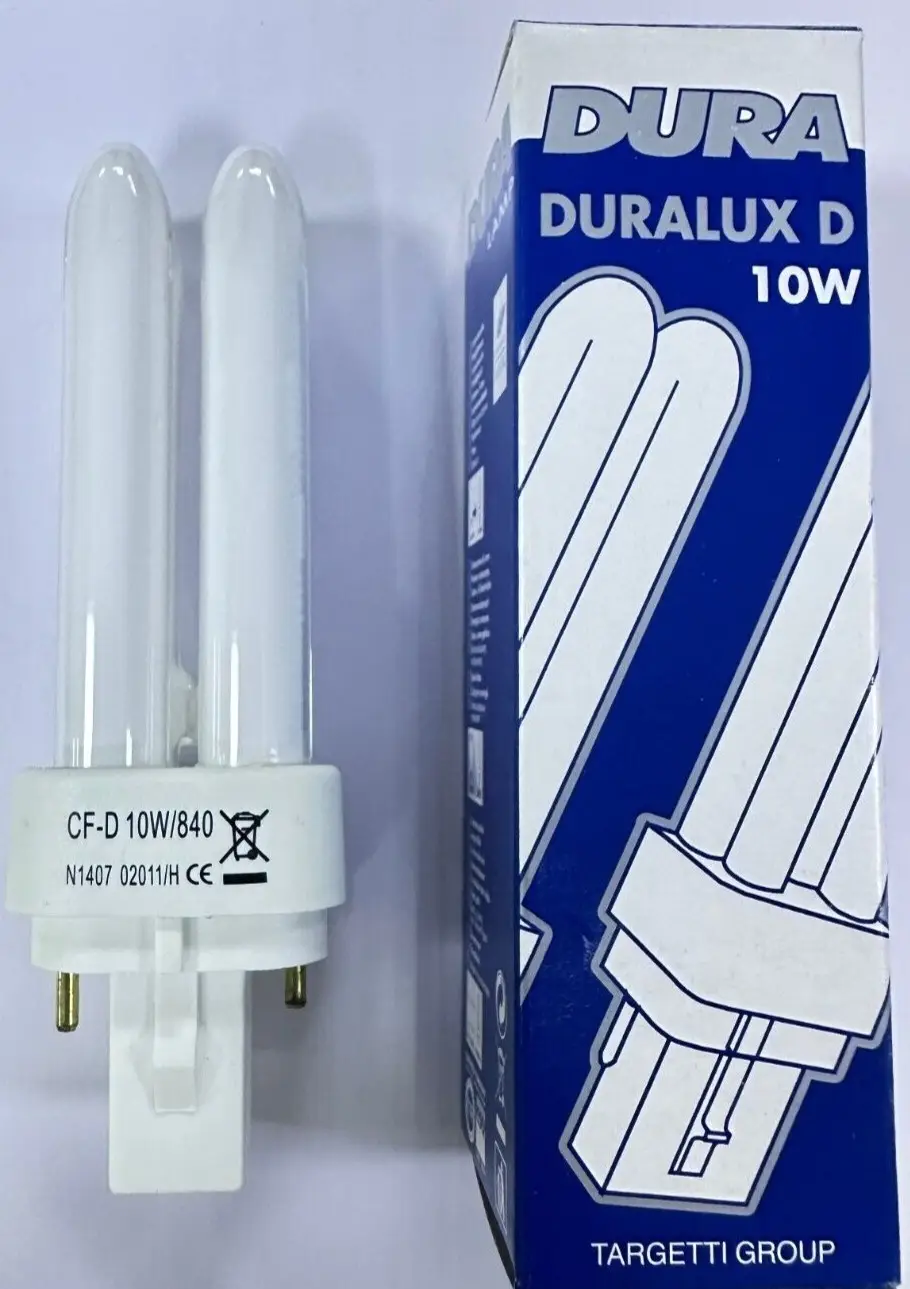 4x 10W Duralux G24d-1 2 pin, Low Energy CFL BLD Double Turn Light Bulb 840 4000K