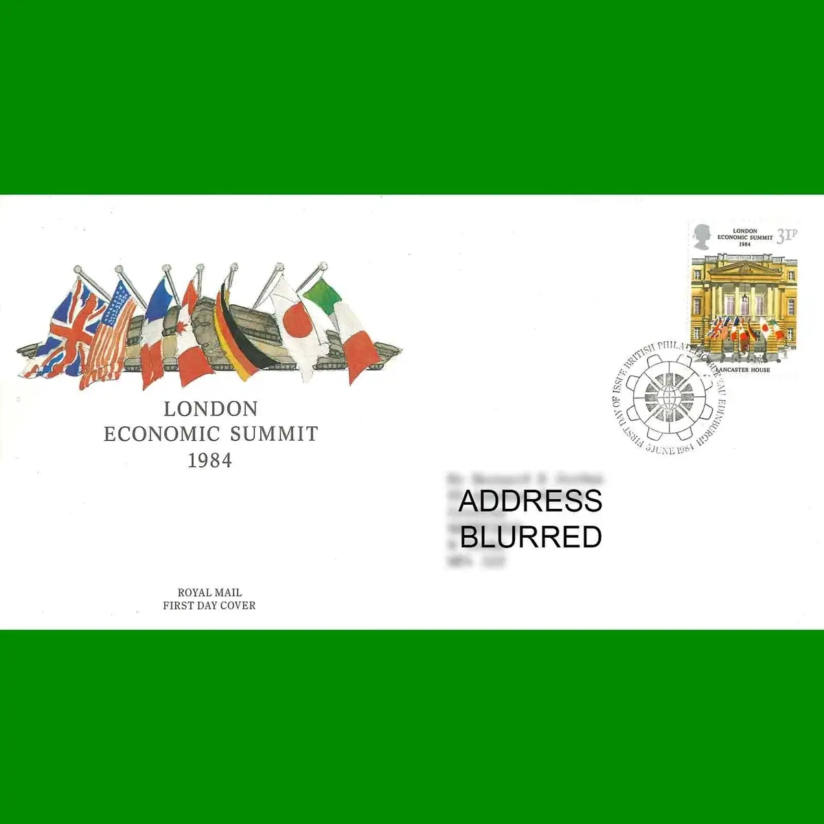 FDC London Economic Summit Conference, Royal Mail First Day Cover Stamp 5.6.1984