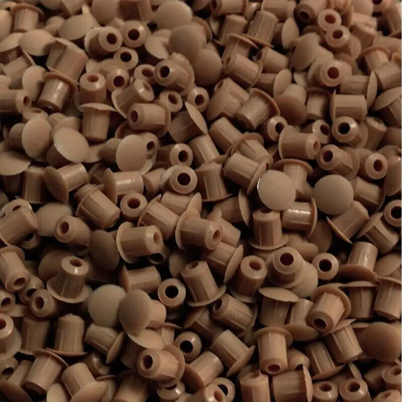 100x Light Brown Cover Caps Ø 5mm Blind Hole Wardrobe, Kitchen Cabinet, Cupboard