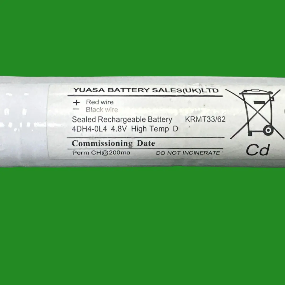 Yuasa 4DH4-0L4 4.8V Ni-Cd Rechargeable Cylindrical Emergency Lighting Battery - image 3 | Free standard UK delivery included | Discount Quality Products
