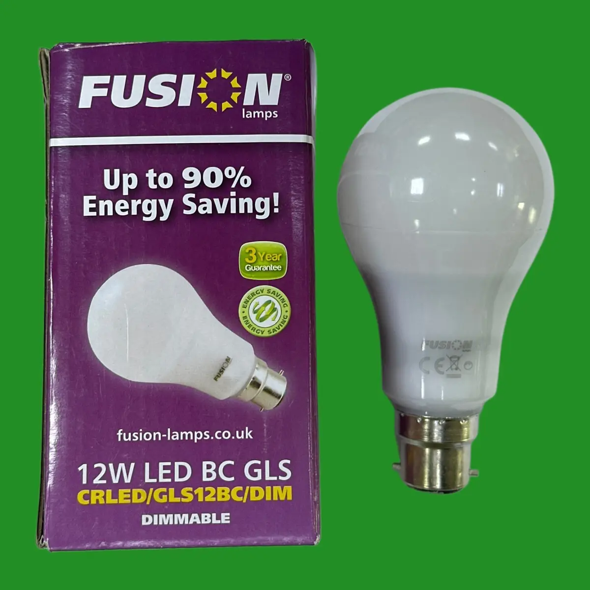 2x 12W (=75W) Fusion Dimmable LED GLS A65 Light Bulbs BC B22 2700K Bayonet Lamps