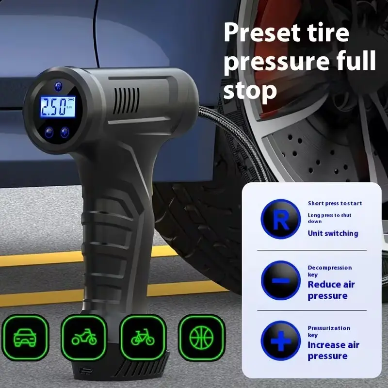 Cordless Digital Tyre Inflator Air Compressor for Car, Bicycle, Inflatable, Bike - image 3 | Free standard UK delivery included | Discount Quality Products