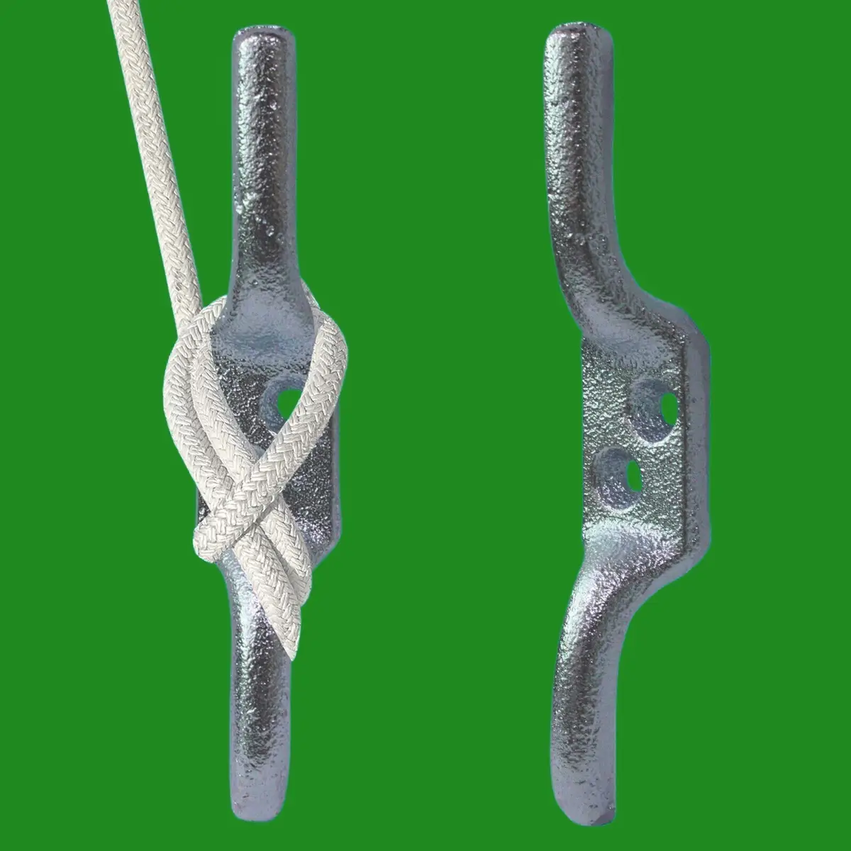 2x 103mm (4" Inch) Galvanised Cleat Hook, Flag Pole Rope Halyard Washing Line