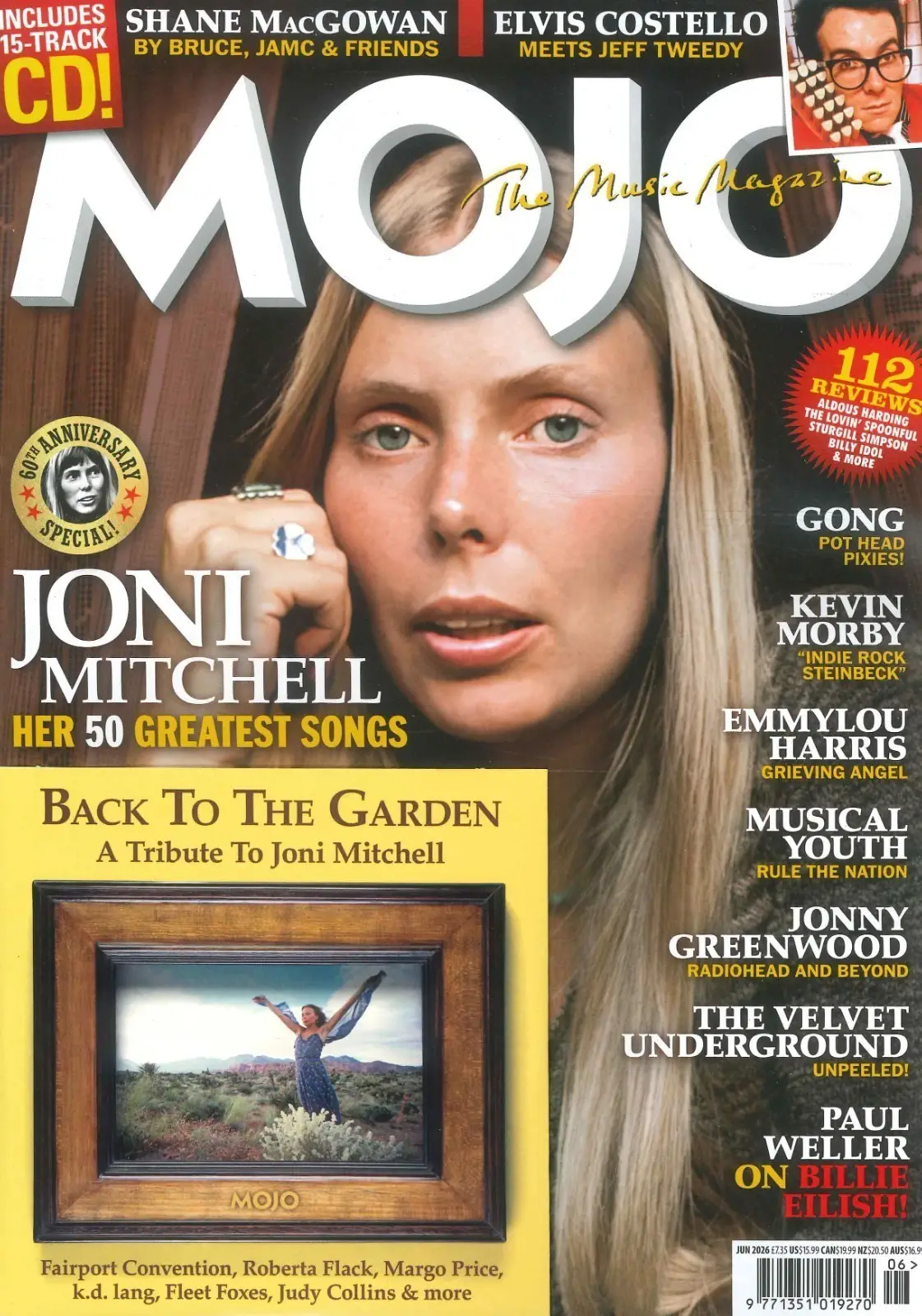 Mojo Magazine: Free 15-Track CD, Joni Mitchell, Shane MacGowan, Music, June 2026