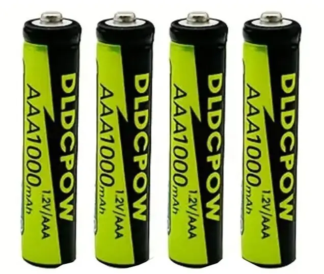 4x AAA Rechargeable NiMH Batteries, HR3, 1.2V, 1000mAh, Ni-MH, Pre-Charged