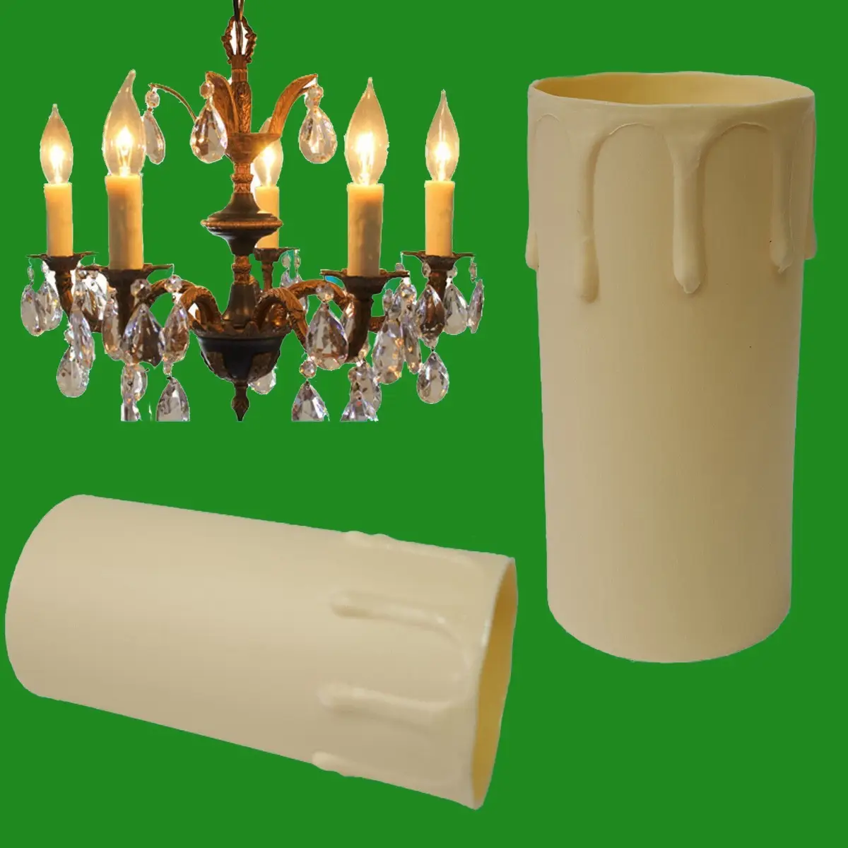 5x Ivory Drip Candle Sleeve Wax Effect Chandelier Light Bulb Cover 85mm x 40mm