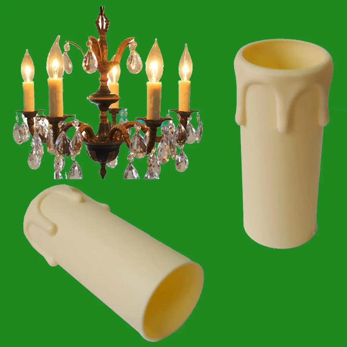 12x Ivory Drip Candle Sleeve Wax Effect Chandelier Light Bulb Cover 70mm x 27mm