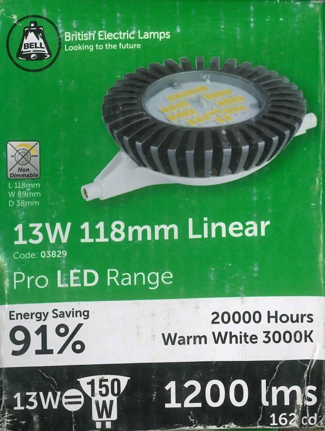 1x 13W (=150W) BELL R7s Linear Pro LED Range Lamp (118mm) – Warm White (3000K)
