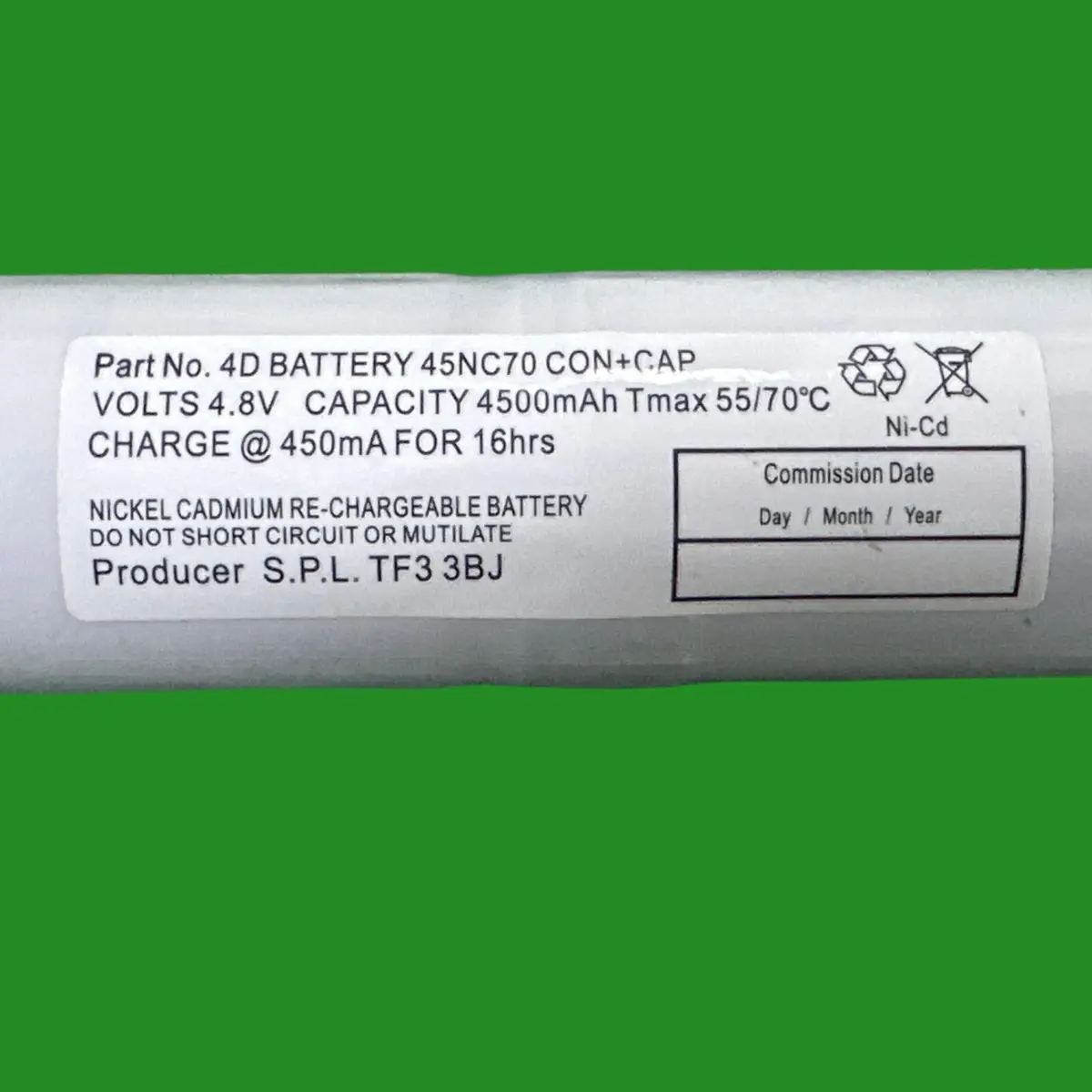 45NC70 Con+CAP 4.8V Ni-Cd Rechargeable Cylindrical Emergency Lighting Battery - image 4 | Free standard UK delivery included | Discount Quality Products