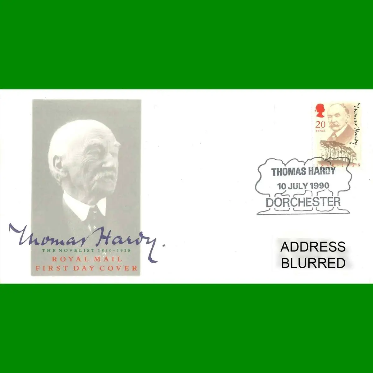 FDC Thomas Hardy 150th, Dorchester, Royal Mail First Day Cover Stamp, 10.7.1990