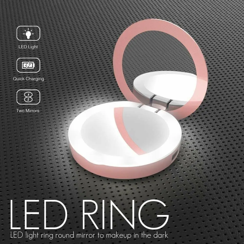 3000mAh Rose Gold Compact Mirror Portable USB Powerbank LED Light for iPhone - image 3 | Free standard UK delivery included | Discount Quality Products