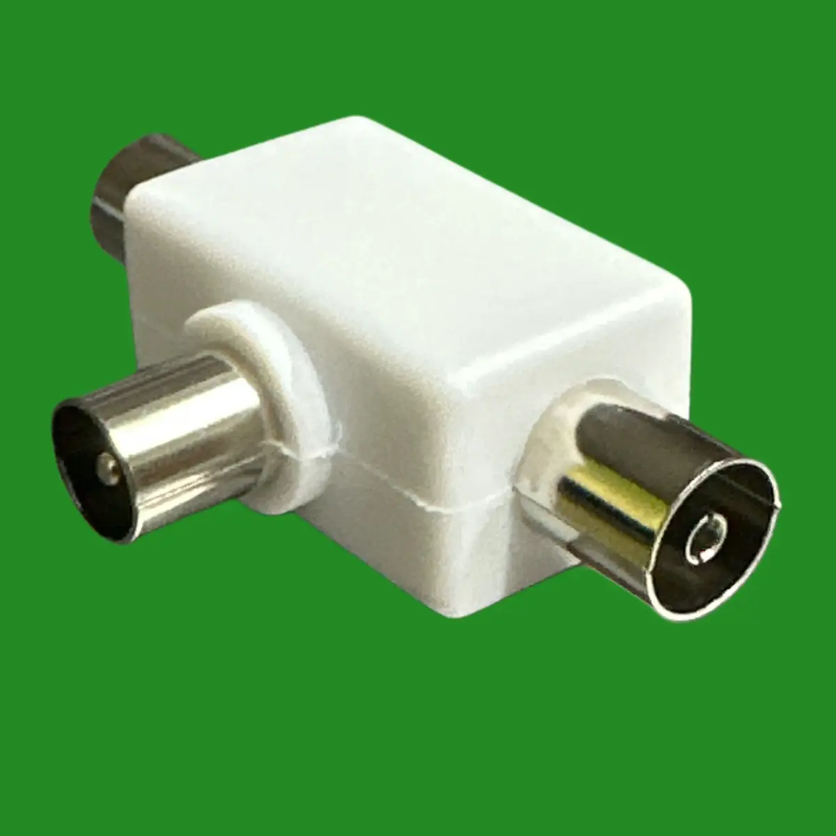 2 Way TV Aerial Coaxial Cable T Splitter, Male to 2x Female Connectors, Coax