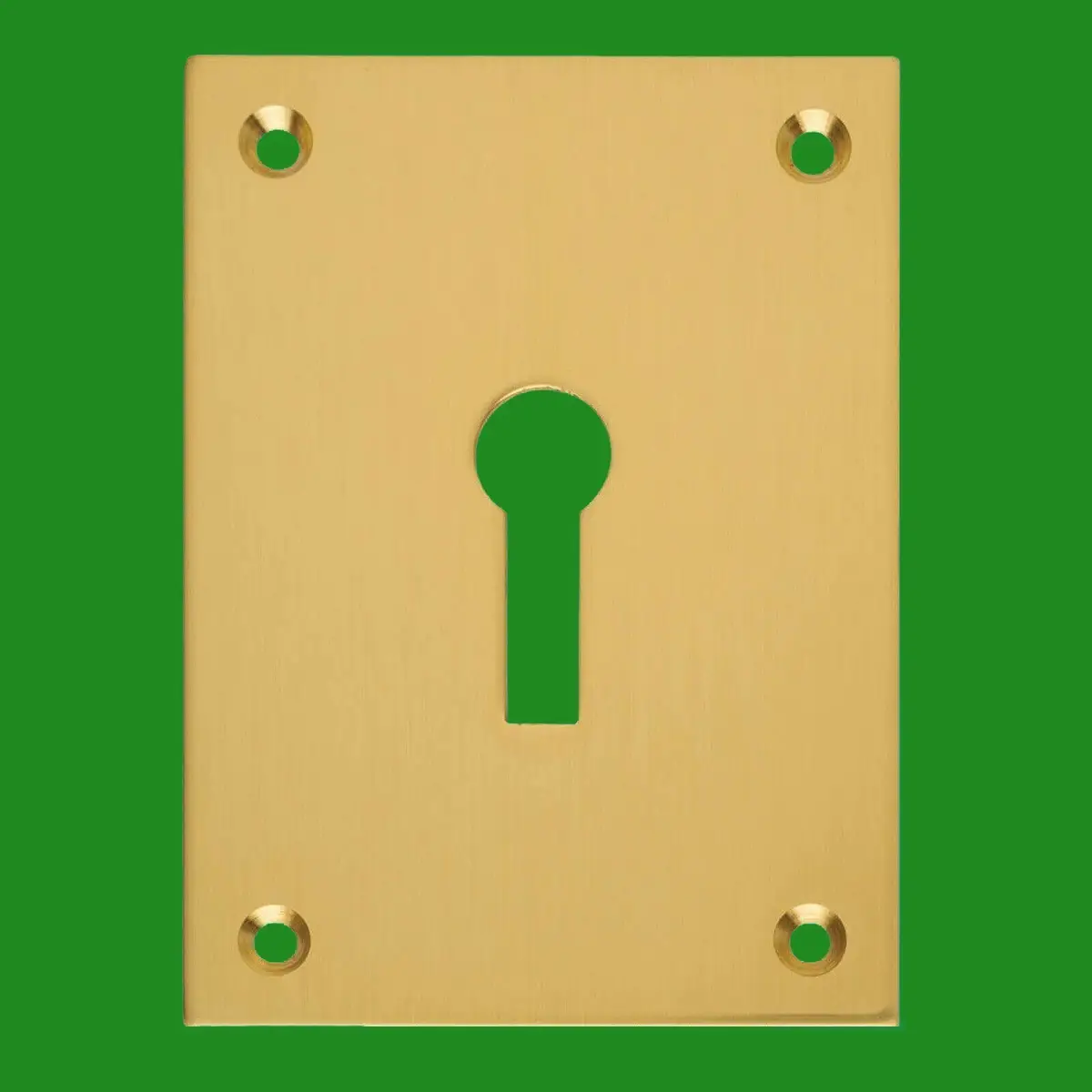 2x Rectangle Brushed Brass Lock Key Hole Cover Escutcheon Plate 56mm x 44mm 2.2"