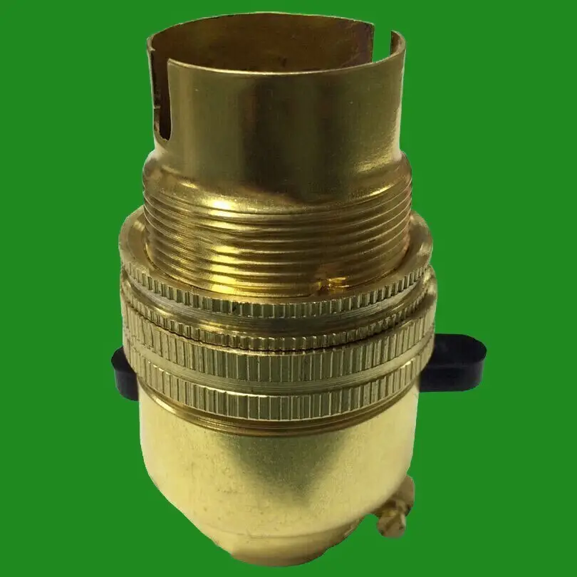 2x Brass Bayonet Socket BC B22 M10 Entry Light Bulb Holder Switch & Shade Collar - image 2 | Free standard UK delivery included | Discount Quality Products