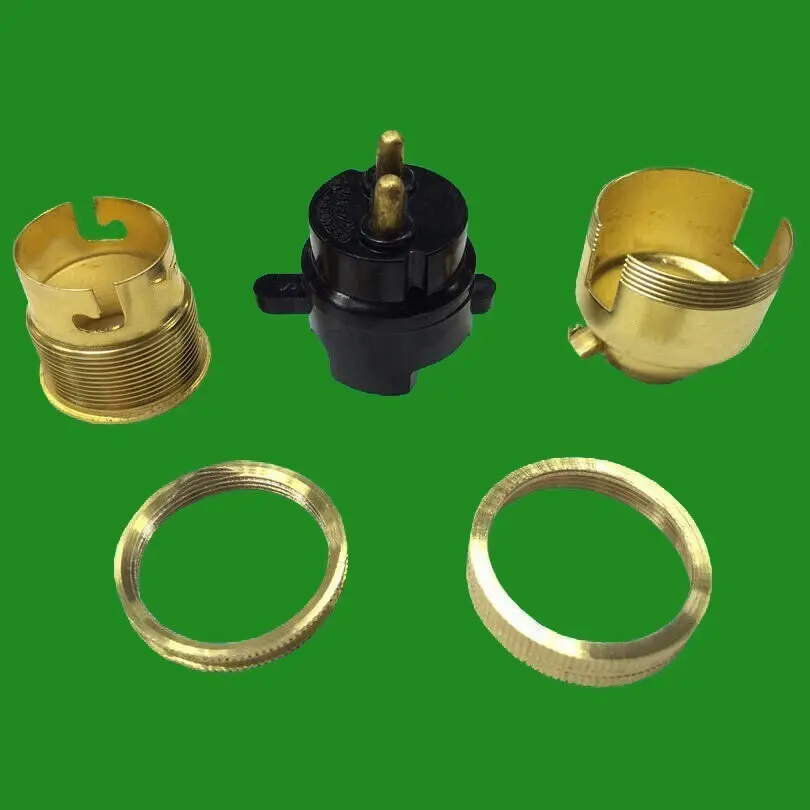 2x Brass Bayonet Socket BC B22 M10 Entry Light Bulb Holder Switch & Shade Collar - image 6 | Free standard UK delivery included | Discount Quality Products