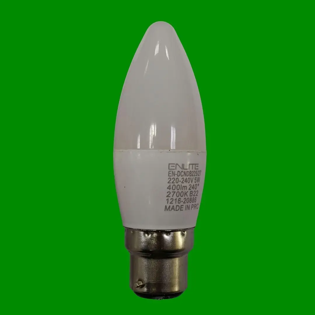 1x 5W Enlite LED Candle Light Bulb Bayonet BC B22 Warm White 2700K Dimmable Lamp - image 2 | Free standard UK delivery included | Discount Quality Products