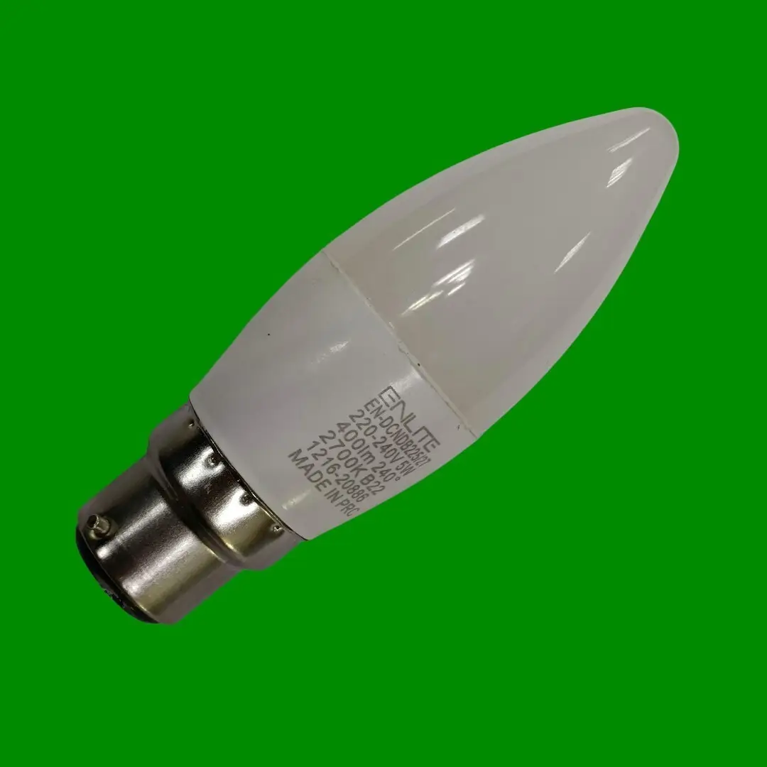 1x 5W Enlite LED Candle Light Bulb Bayonet BC B22 Warm White 2700K Dimmable Lamp - image 3 | Free standard UK delivery included | Discount Quality Products