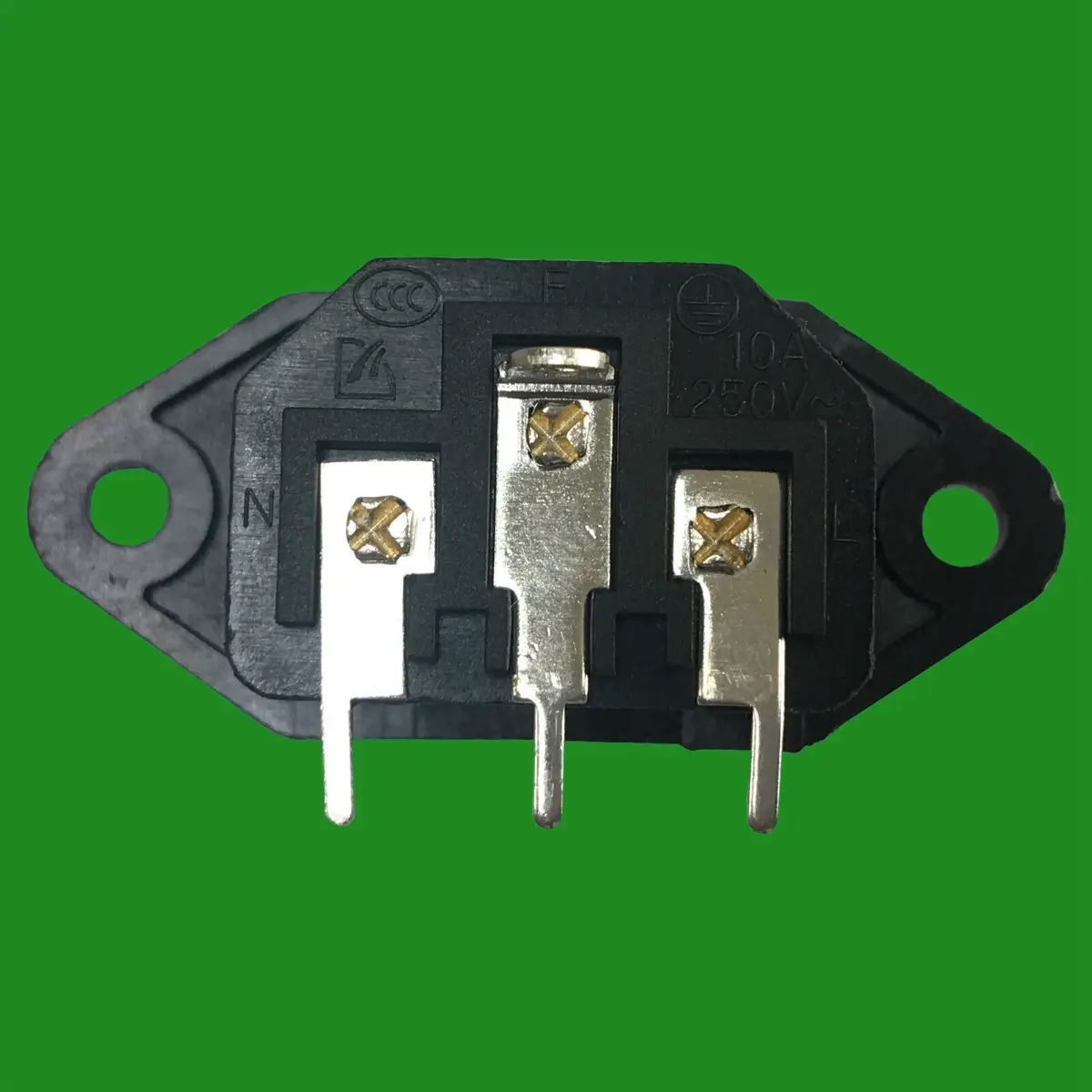 1x IEC Male Panel Chasis Mount Socket 250V 10A, Kettle Lead Rewireable - image 2 | Free standard UK delivery included | Discount Quality Products