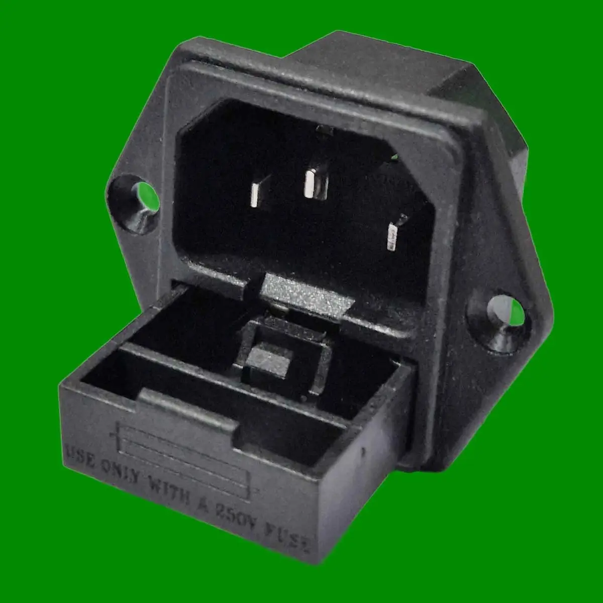 1x Fused IEC Male Panel Chassis Mount Socket 250V 10A, Kettle Lead Rewireable - image 2 | Free standard UK delivery included | Discount Quality Products