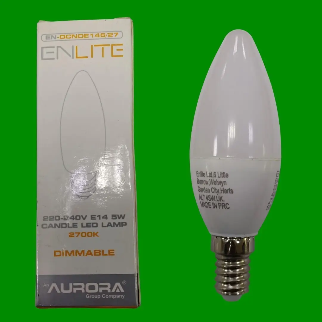 5W Enlite Dimmable LED Candle Light Bulb Small Edison Screw SES E14, 2700K, Lamp