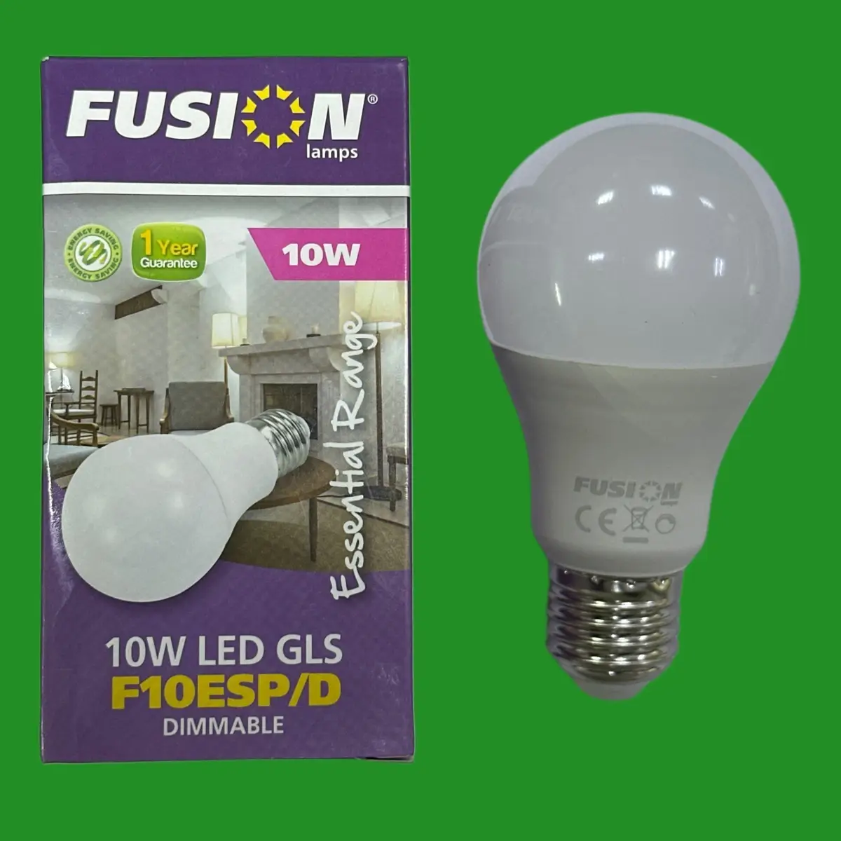 3x 10W (=60W) Fusion Dimmable LED GLS A60 Light Bulbs 2700K ES E27 Edison Screw