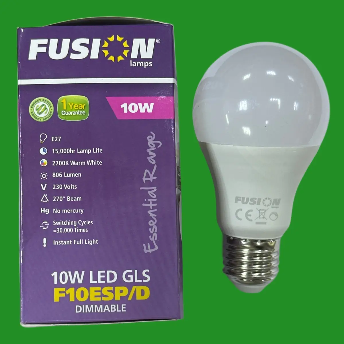 3x 10W (=60W) Fusion Dimmable LED GLS A60 Light Bulbs 2700K ES E27 Edison Screw - image 2 | Free standard UK delivery included | Discount Quality Products