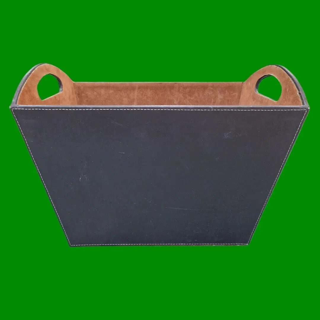 Sturdy Faux Leather Magazine Storage Basket Box Bin with Handles, 39cm x 27cm - image 2 | Free standard UK delivery included | Discount Quality Products
