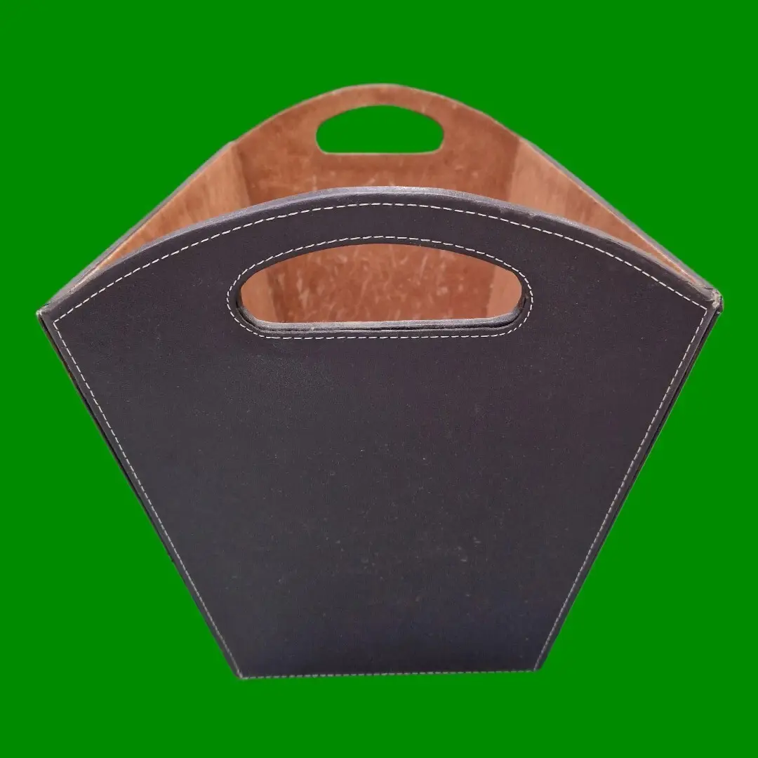 Sturdy Faux Leather Magazine Storage Basket Box Bin with Handles, 39cm x 27cm - image 4 | Free standard UK delivery included | Discount Quality Products