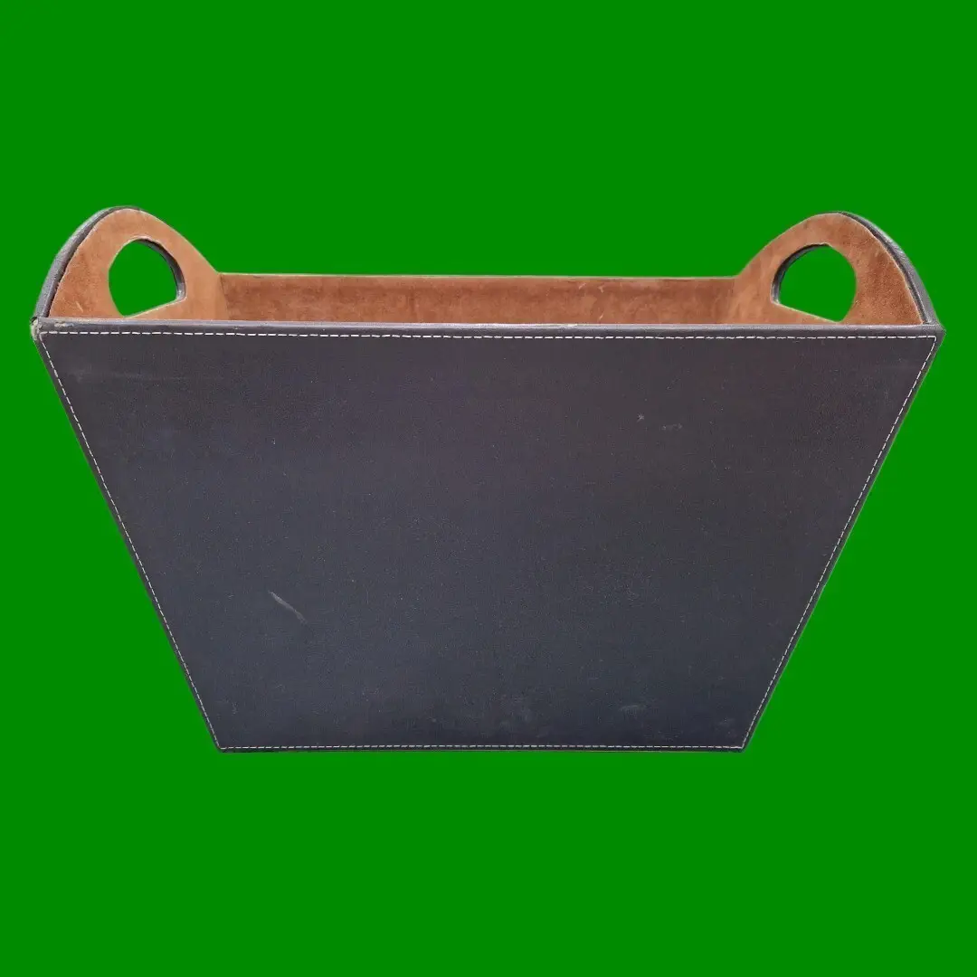 Sturdy Faux Leather Magazine Storage Basket Box Bin with Handles, 39cm x 27cm - image 5 | Free standard UK delivery included | Discount Quality Products