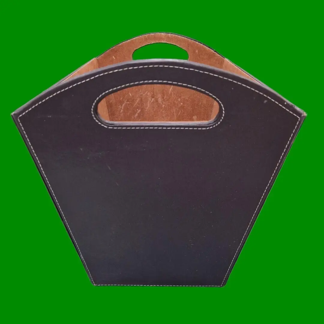 Sturdy Faux Leather Magazine Storage Basket Box Bin with Handles, 39cm x 27cm - image 6 | Free standard UK delivery included | Discount Quality Products