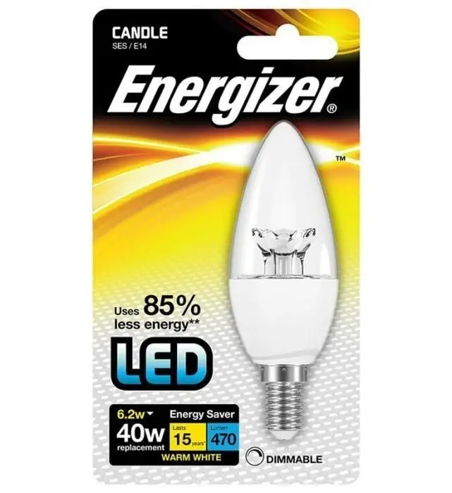 6.2W (=40W) Dimmable LED Clear Candle Light Bulb 2700K SES E14 Small Screw - image 2 | Free standard UK delivery included | Discount Quality Products