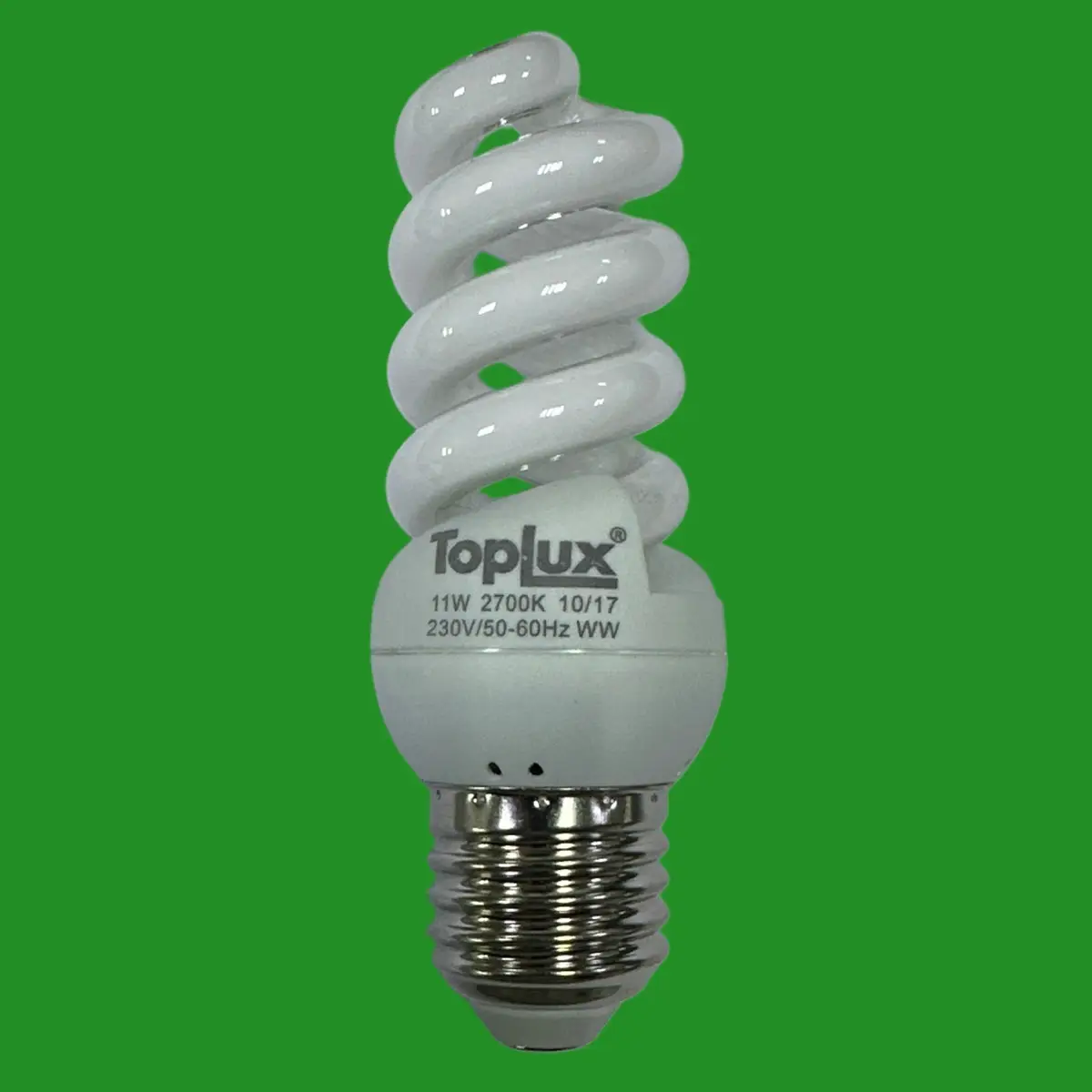 2x 11W (=50W) Toplux CFL Spiral Light Bulb Edison Screw ES E27 2700K Warm White - image 2 | Free standard UK delivery included | Discount Quality Products