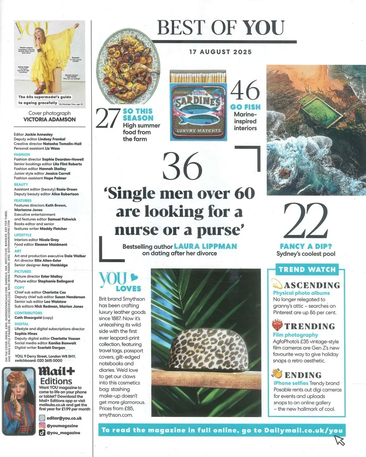You Magazine: Penelope Tree, Tim Minchin, Elon Musk's Tesla Diner, Style 17.8.25 - image 2 | Free standard UK delivery included | Discount Quality Products