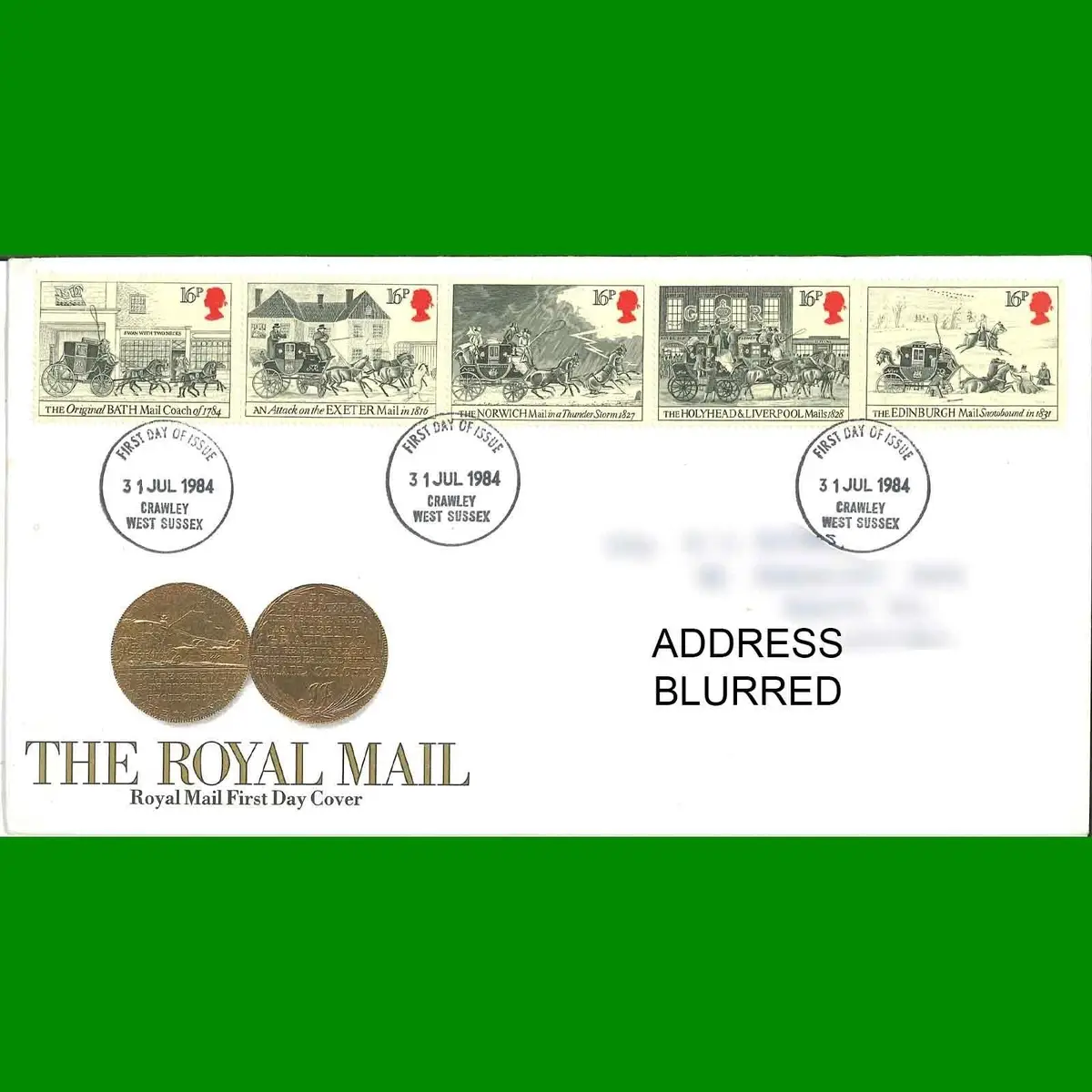FDC Bicentenary of First Mail Coach Run Royal Mail First Day Cover, 31.7.1984