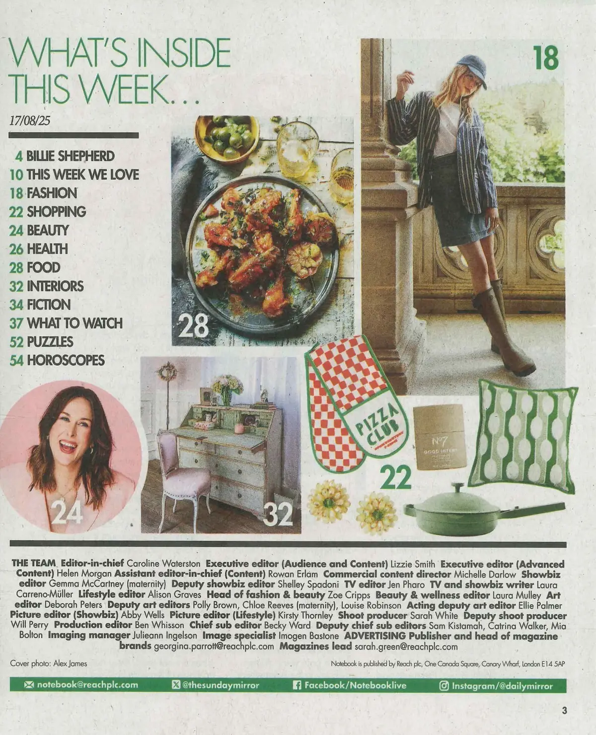 Sunday Mirror Notebook Magazine: Billie Shepherd, Genevieve Turley, 17.8.25 - image 2 | Free standard UK delivery included | Discount Quality Products