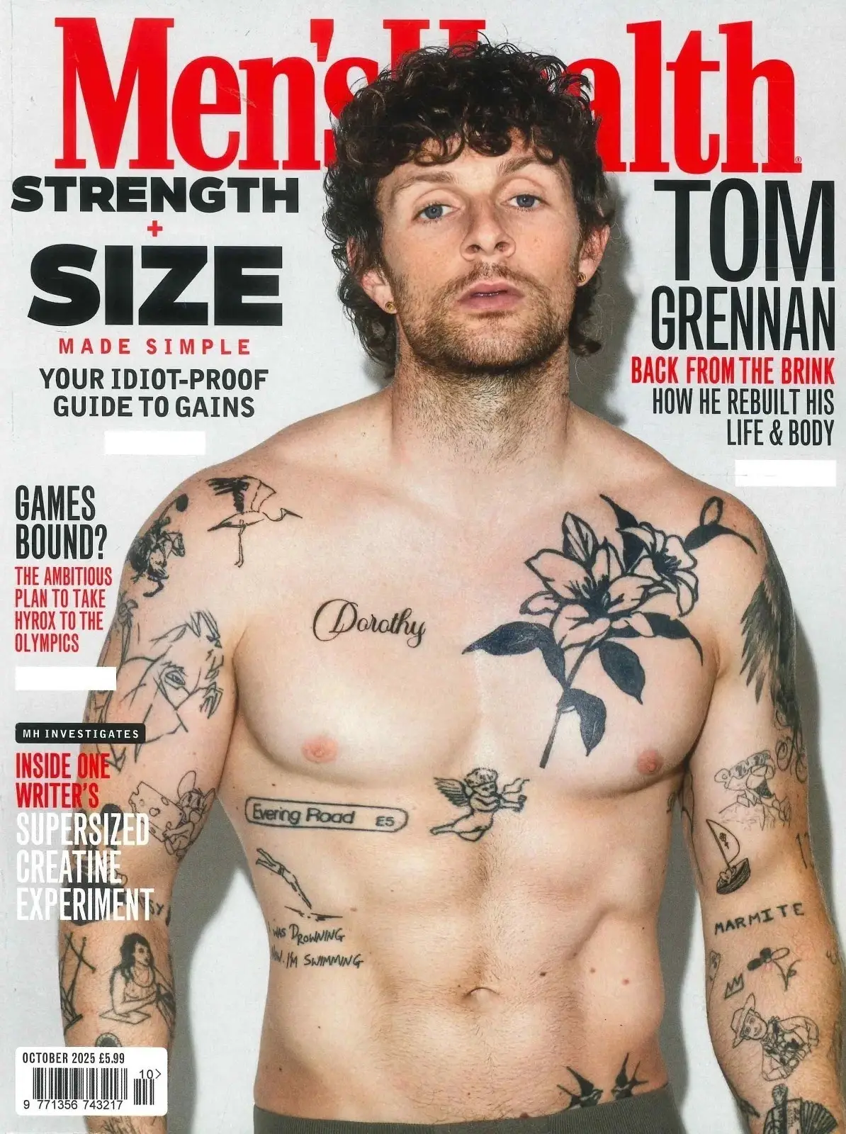 Men's Health Magazine Tom Grennan, Luke Donald, Hyrox Olympic, Fitness, Oct 2025