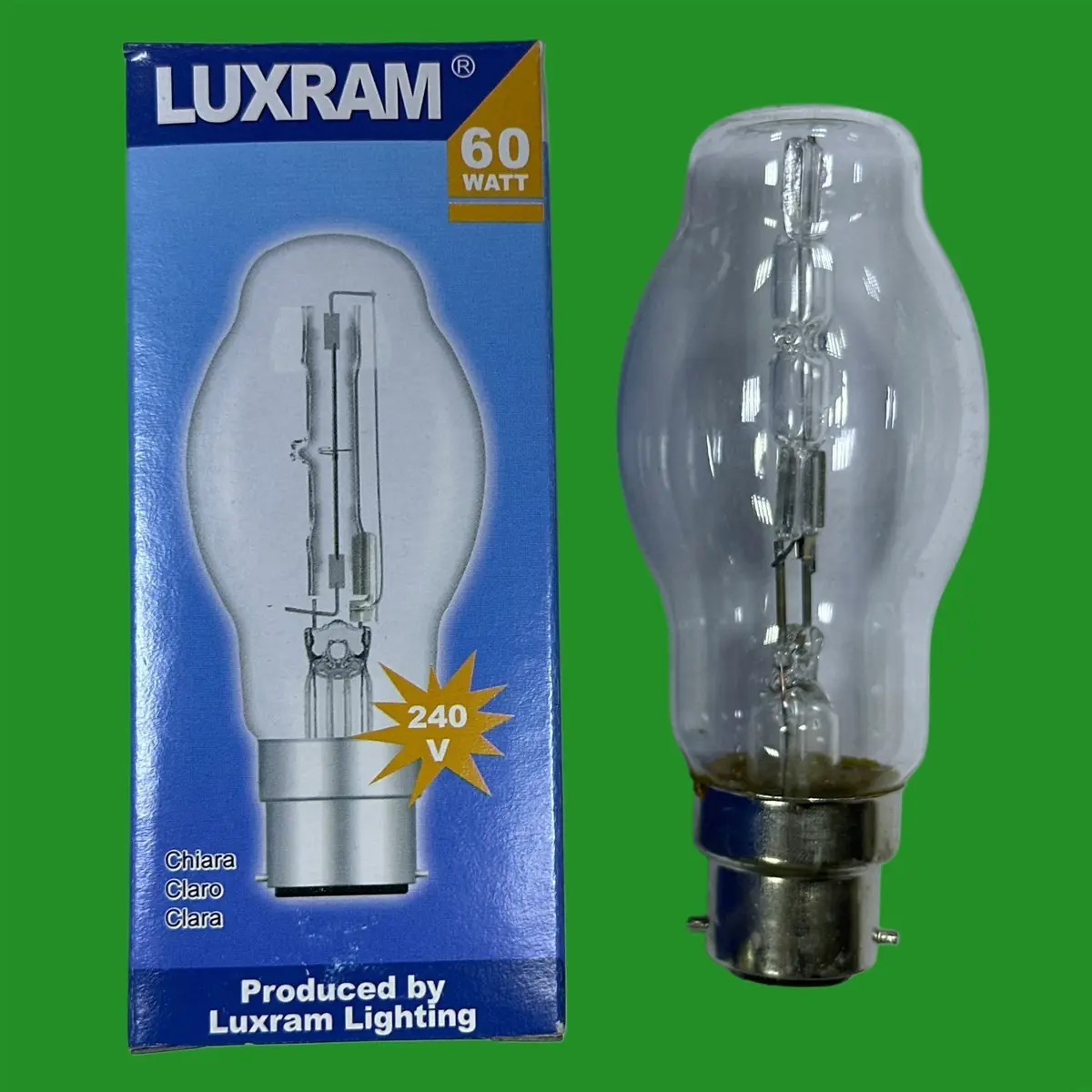 60W Luxram Dimmable Clear Halogen Trend BTT 46mm BC B22 Bayonet Light Bulb Lamp - image 2 | Free standard UK delivery included | Discount Quality Products