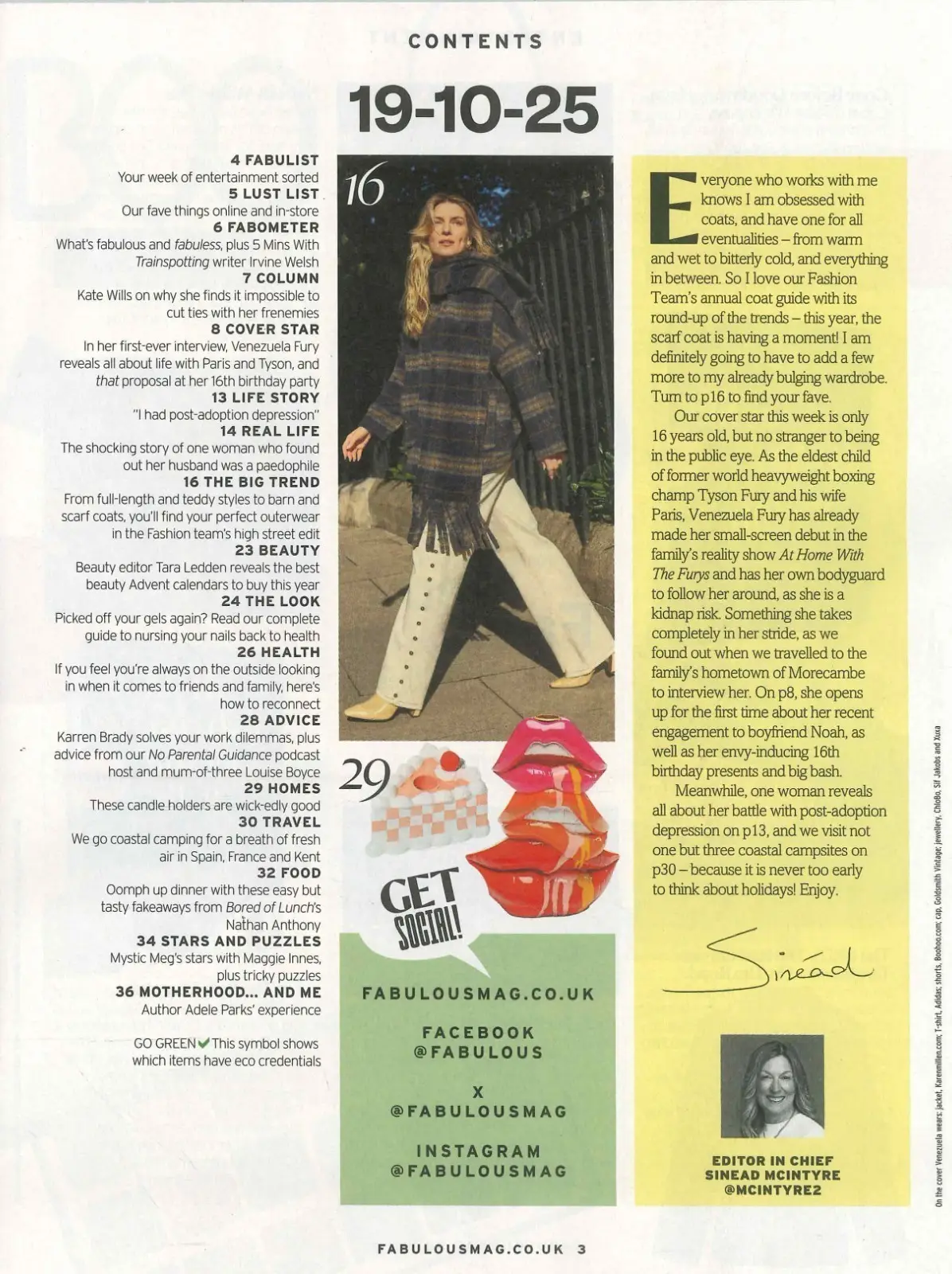 Fabulous Magazine: Venezuela Fury, Irvine Welsh, Karren Brady, Fashion, 19.10.25 - image 3 | Free standard UK delivery included | Discount Quality Products