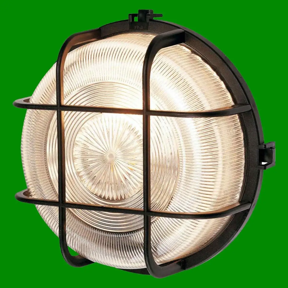 Outdoor Vintage Replica Industrial Round Caged IP44 Bulkhead Security Wall Light