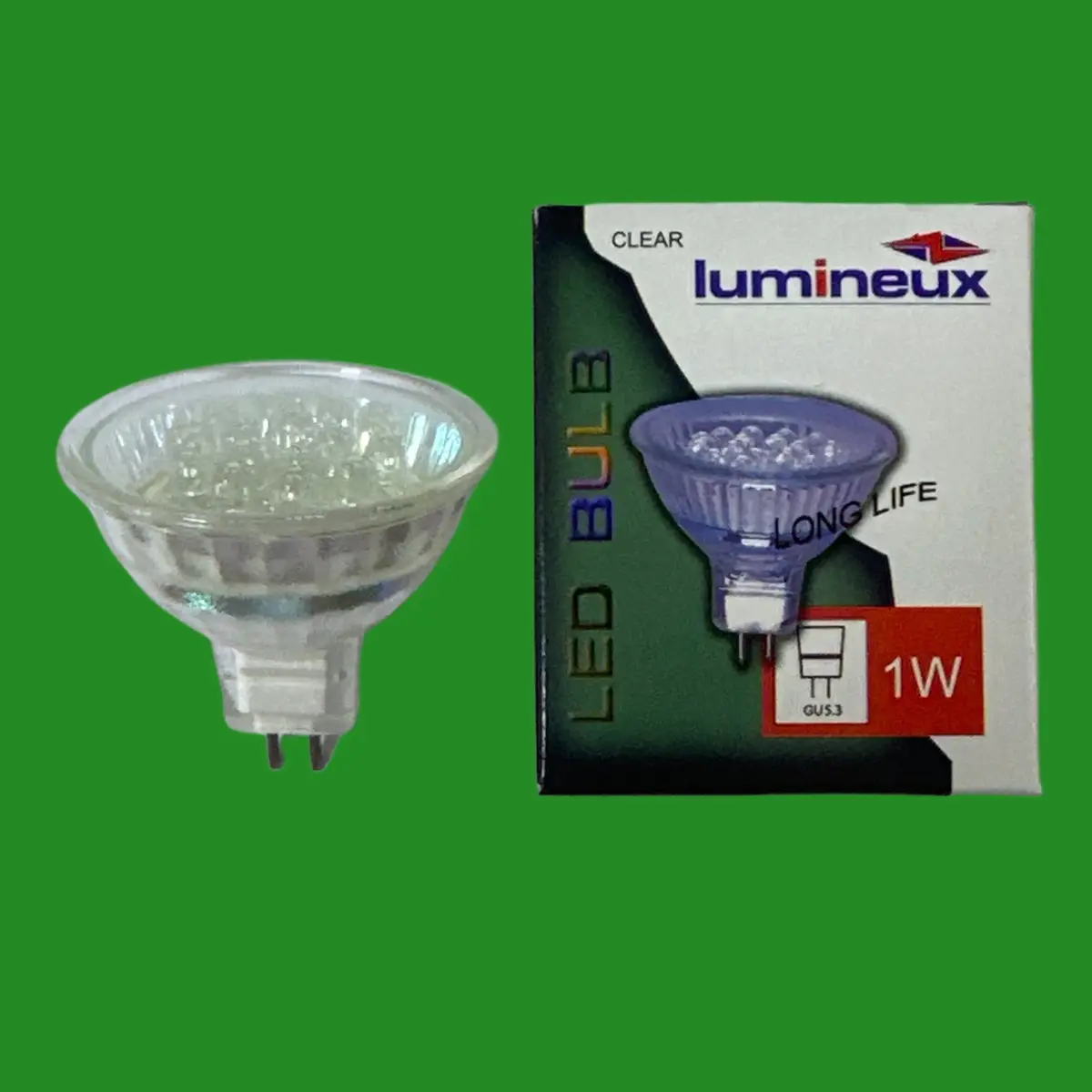 4x 1W Lumineux 15 LED White Coloured MR16 Spot Light Bulbs, 12V Lamps GU5.3