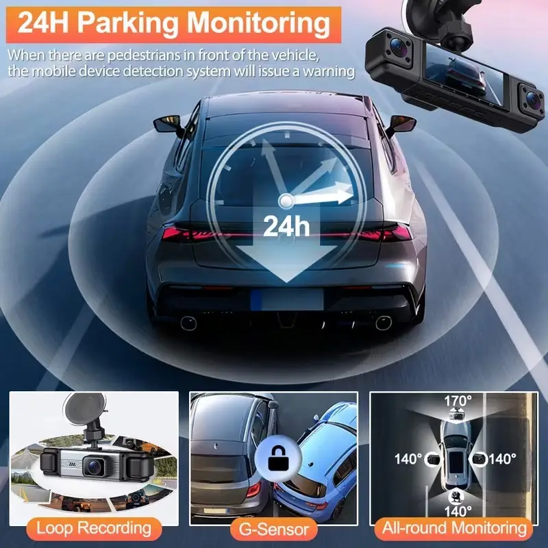 360° 4-Channel Dash Cam 1080P Front & Rear  Night Vision, Parking Mode, G-Sensor - image 3 | Free standard UK delivery included | Discount Quality Products
