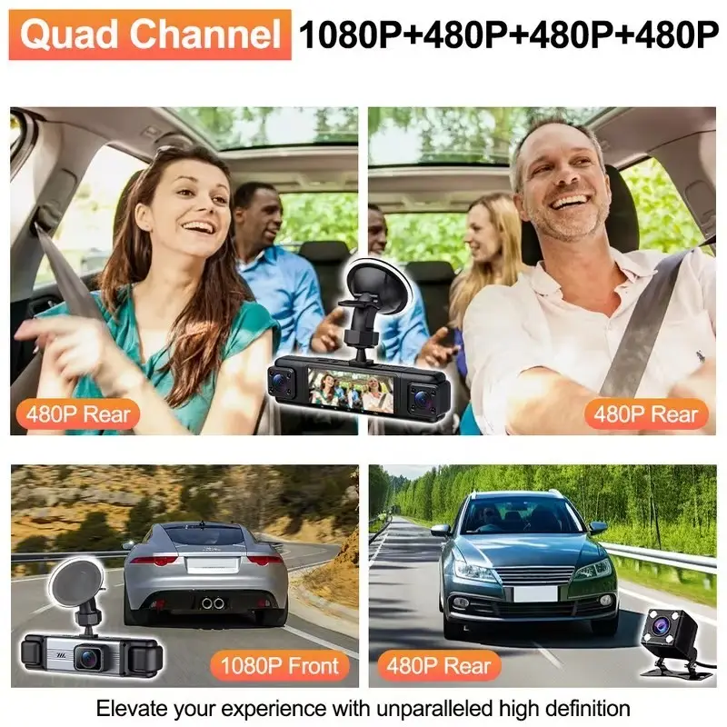 360° 4-Channel Dash Cam 1080P Front & Rear  Night Vision, Parking Mode, G-Sensor - image 6 | Free standard UK delivery included | Discount Quality Products