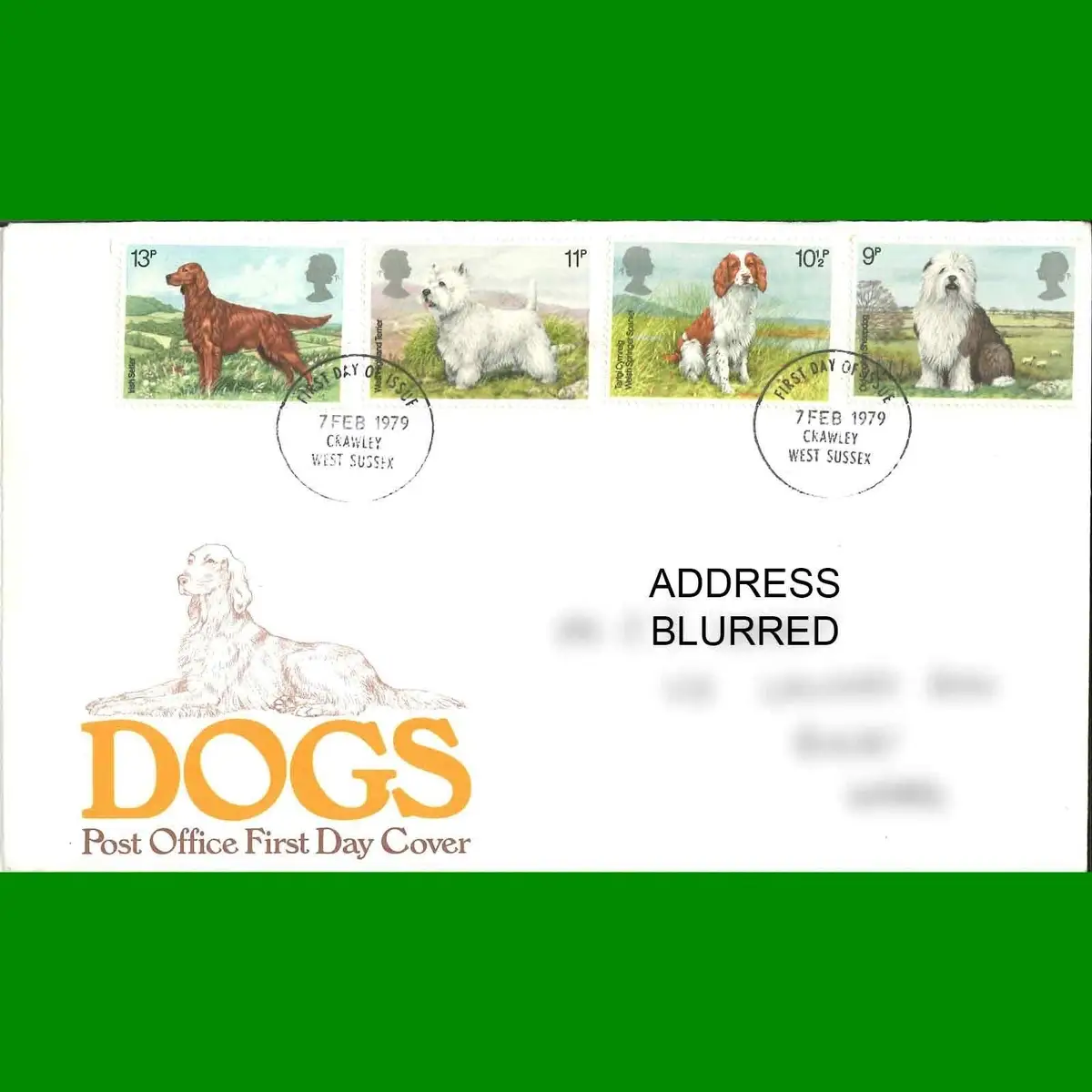 FDC Dogs, Spaniel, Commemorative Post Office First Day Cover Stamps, 7.2.1979